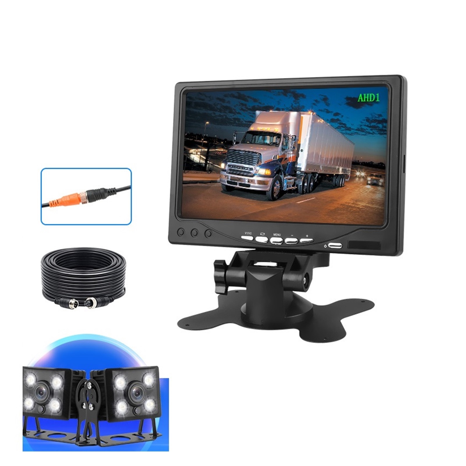 7 Inch AHD 1080P Car Rear View Monitor Reverse Video Camera Waterproof 4 Pin Rearview For RV Harvester Truck Bus ,Easy to Install
